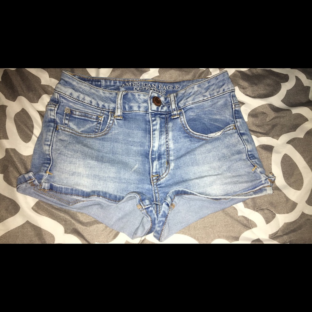 American Eagle Denim Hi Rise Shortie Shorts